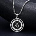 wholesale 925 Sterling Silver Zodiac Sign Pendant Necklace Wholesale With Black Enamel And Crystal Accents-0-3