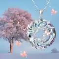 TOUPOP Sterling Silver Purple Crystal Butterfly Tree Of Life Pendant Necklace-0-2