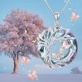 TOUPOP Sterling Silver Purple Crystal Butterfly Tree Of Life Pendant Necklace-0-2