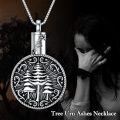 TOUPOP Sterling Silver & Stone Oxidation Tree Of Life Urn Necklace w/Funnel-0-2