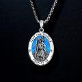 wholesale Sterling Silver Saint Michael Archangel Cross Pendant Necklace with Stone-0-3