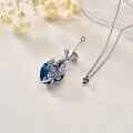 wholesale 925 Sterling Silver Blue Crystal Butterfly Cremation Pendant Necklace with Funnel and Fill Tool-0-2