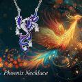 wholesale 925 Sterling Silver Purple Enamel Peacock Pendant Necklace with Cubic Zirconia Accents for Women-0-4