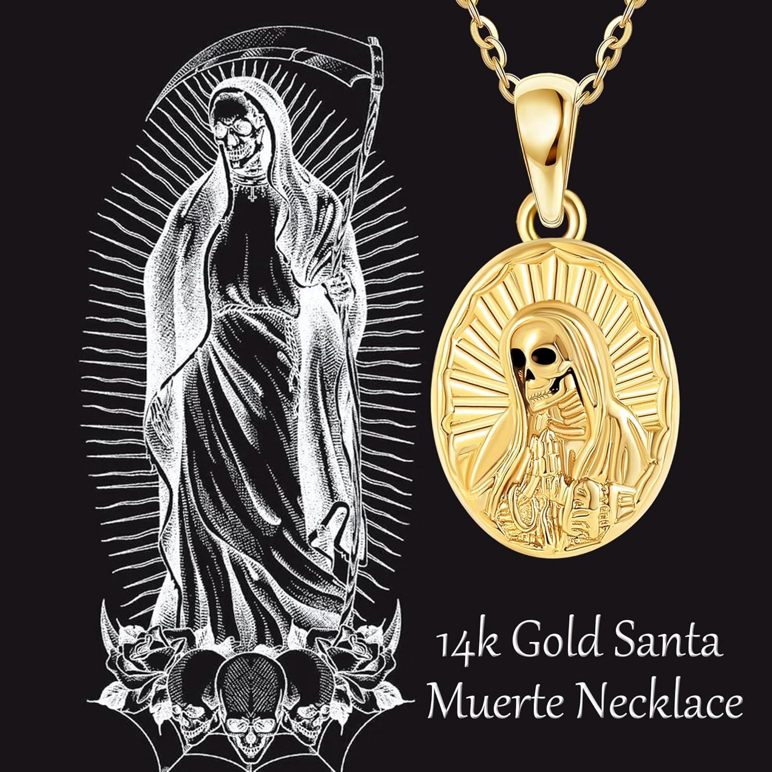 14K Gold Religious Necklace Dainty Solid Gold Protect Jewelry Gift for Women Valentine Christmas Mothers Day-0-6