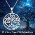 wholesale 925 Sterling Silver Tree of Life Celtic Knot Pendant with Abalone Shell and Moonstone Necklace-0-2