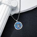 wholesale 925 Sterling Silver Blue Opal St Michael Protect Us Medal Pendant Necklace-0-4