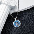 wholesale 925 Sterling Silver Saint Michael Archangel Blue Opal Round Pendant Necklace-0-4