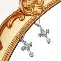 wholesale 925 Sterling Silver Celtic Knot Green Enamel Cross Dangle Drop Earrings for Women-0-2