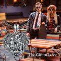 wholesale 925 Sterling Silver Gothic Skulls Heart Pendant Leather Chain Necklace for Men Women Gifts-0-6