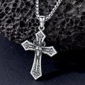 wholesale 925 Sterling Silver Mens Gothic Cross & Nail Anchor Skull Pendant Necklace -0-2