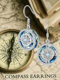 TOUPOP Sterling Silver Crystal Compass Dangle Earrings Birthday Gift For Women-0-5