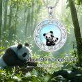 wholesale 925 Sterling Silver Round Moonstone Mother and Baby Panda Pendant Necklace-0-1