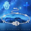 wholesale 925 Sterling Silver Hamsa Hand Evil Eye Bracelet Wholesale With Blue Crystals-0-3