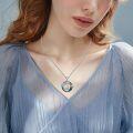 wholesale 925 Sterling Silver Blue Crystal Gymnastics Sports Pendant Necklace for Women-0-4