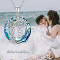 wholesale Sterling Silver Crystal Tree of Life Initial Necklace Mother s Day Gift - Rhodium Plated-0-63