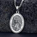 wholesale Sterling Silver Saint Medal Oval Necklace for Men Women Religious Jewelry-0-21