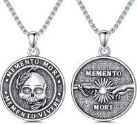 wholesale 925 Sterling Silver Memento Mori Skull Pendant Necklace with 24 Chain-Memento Mori-1