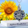 TOUPOP Sterling Silver Sunflower Crystal Heart Memorial Urn Necklace For Ashes-0-2