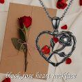 wholesale 925 Sterling Silver Red Heart & Black Rose Infinity Pendant Necklace for Women - Valentine's Day s-0-4