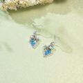 wholesale 925 Sterling Silver Ocean Wave Palm Tree Dangle Earrings with Blue Enamel and Moonstone Accents-0-2