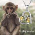 wholesale 925 Sterling Silver Monkey Family Tree Branches Love Heart Pendant Necklace s for Women Girls-0-4