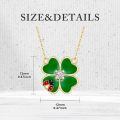 wholesale 14k Green Clover Necklace Wholesale With Lab Diamond And Ladybug Charm-0-3