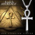wholesale 925 Sterling Silver Egyptian Ankh Cross Pendant Necklace Platinum Plated Box Chain-0-5