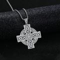wholesale 925 Sterling Silver Celtic Cross Pendant Necklace Vintage Oxidized Trinity Knot Chain-0-3