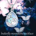 wholesale 925 Sterling Silver Butterfly Flower Pendant Necklaces Blue Stone s for Women Girls-0-4
