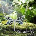 wholesale 925 Sterling Silver CZ Inlay Abalone Shell Dragonfly Pendant Necklace for Women and Girls-0-5