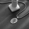 wholesale 925 Sterling Silver St Christopher Medal Necklace for Men Women Prayer  48cm Chain Length-0-1