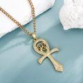 wholesale 925 Sterling Silver Plated Gold  Eye of Horus Ankh Cross Pendant with Chain for Men-0-3