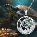 wholesale 925 Sterling Silver Abalone Shell Sea Turtle Pendant Necklace for Women-0-2