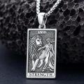 wholesale 925 Sterling Silver Tarot Card Pendant - Strength (Lion & Woman) Charm Necklace for Men Women Gifts Jewelry Accessories -0-4