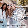 wholesale 925 Sterling Silver Heart Pendant with Engraved Message You keep me safe and You keep me wild Matching Chain for Sisters or Best Friends-0-1