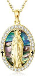 wholesale 925 Sterling Silver Abalone Shell Virgin Mary/Serenity Prayer Hands Armor of God Pendant Necklace Religious Jewelry Mothers Gifts for Women Men-0-0