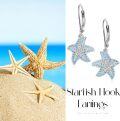 wholesale 925 Sterling Silver Cubic Zirconia Starfish Ocean Earrings for Women 12mm Summer Tropical Vacation Jewelry Gift-0-5