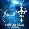 wholesale 925 Sterling Silver Green Crystal Starry Sky Zodiac Constellation Cross Pendant Necklace-0-2
