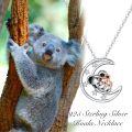 wholesale 925 Sterling Silver Moon & Koala Charm Necklace for Women Girls-0-4