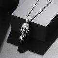 wholesale 925 Sterling Silver Black Crystal Skull Snake Pendant Necklace-0-2