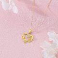 wholesale 14K Gold Heart & Rose Flower Pendant Necklace for Women - 18 Inches Chain Length-0-3