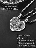 wholesale 925 Sterling Silver Saint Sebastian and Virgin Mary Couples Necklace Set Religious  for Men Women-0-4