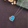 wholesale 925 Sterling Silver Turquoise Stone Mother's Love Heart Pendant Necklace for Mom Gifts-0-3
