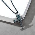 wholesale 925 Sterling Silver & Turquoise Celtic Cross Sword Pendant Necklace for Men Women Christian -0-1