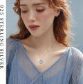 wholesale 925 Sterling Silver Star Moon Triquetra Blue Crystal Pendant Necklace-0-2