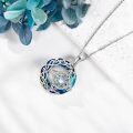 wholesale 925 Sterling Silver Celtic Knot Necklace with Blue Crystal and White Stone Pendant-0-2