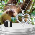 wholesale 925 Sterling Silver Heart Pendant with Sloth and Cub Charm Necklaces - I Love You Forever Message Chain Gifts for Mom & Daughter-0-4