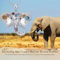 wholesale 925 Sterling Silver Floral Elephant Pendant Necklace with Multi-Color Stones for Women-0-3