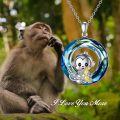 wholesale 925 Sterling Silver Blue Crystal Swarovski Monkey Pendant Necklace for Women-0-1