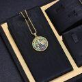 wholesale 925 Sterling Silver Round Pendant with Abalone Shell and Saint Medal - Mens Religious s-0-1